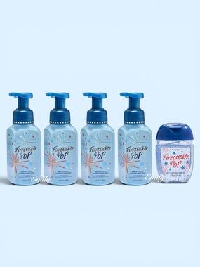 4X Bath & Body Works FIRECRACKER POP Foam Hand Soap + matching PocketBac Bundle